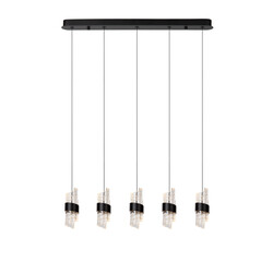 Adeline lange zwarte hanglamp LED Dimb. 5x7,8W 2700K