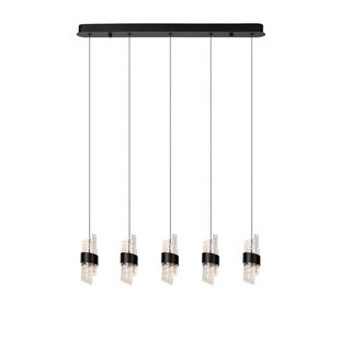 Adeline lange zwarte hanglamp LED Dimb. 5x7,8W 2700K