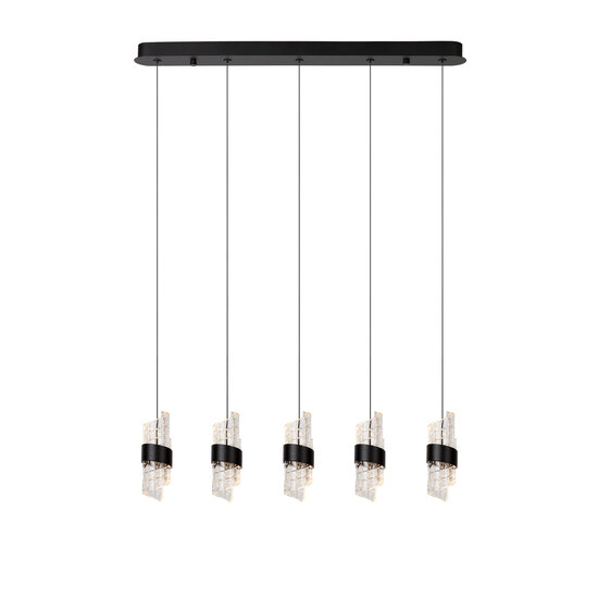 Adeline lange zwarte hanglamp LED Dimb. 5x7,8W 2700K