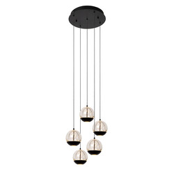 Lampe suspendue Baloo Ø 35 cm LED dimmable. 5x5,2W 2700K noir