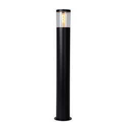 Frode high black outdoor pedestal lamp 1xE27 IP44 matt chrome