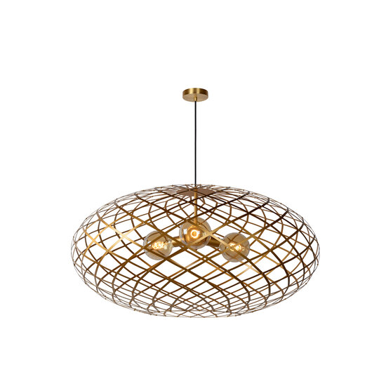 Lampe à suspension géante ronde Ø 100 cm 3xE27 or mat / laiton