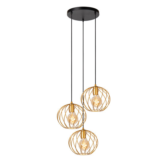 Zadar ronde hanglamp 3xE27 mat goud / messing