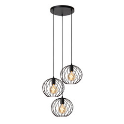 Lampe suspendue Zadar ronde noire 3xE27