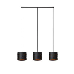 Rossy lange hanglamp 3xE27 zwart en goud