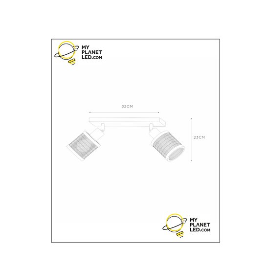 Spot double plafond Gallo noir 2x E27