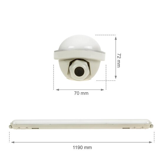 60 cm waterdichte verlichting 20W NW 3250 lm eenvoudig aan te sluiten