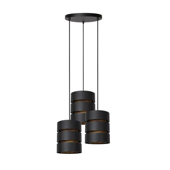 Rossy ronde hanglamp 3xE27 zwart en goud