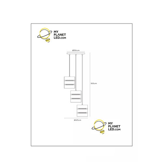 Rossy ronde hanglamp 3xE27 zwart en goud