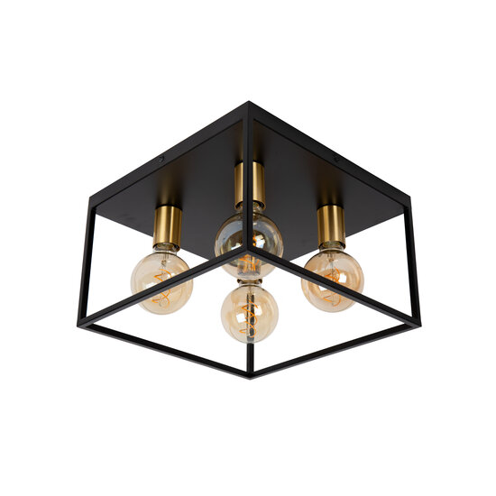 Rubens square black and gold ceiling lamp 4x E27