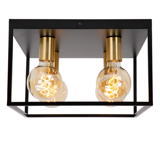 Rubens square black and gold ceiling lamp 4x E27