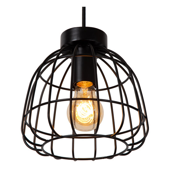 Felix round black hanging lamp with 3 metal cages E27
