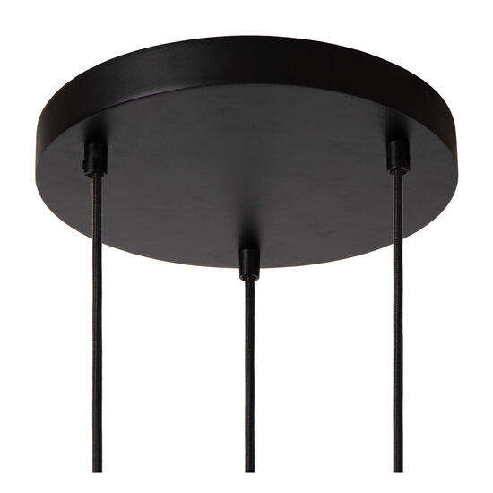 Felix round black hanging lamp with 3 metal cages E27