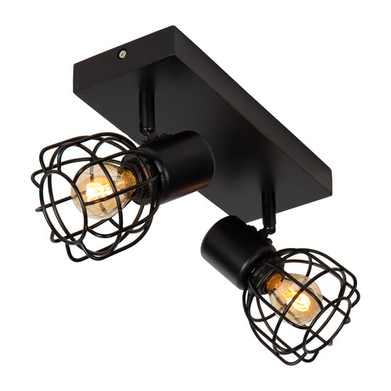 Felix double metal black ceiling spotlight 2x E14