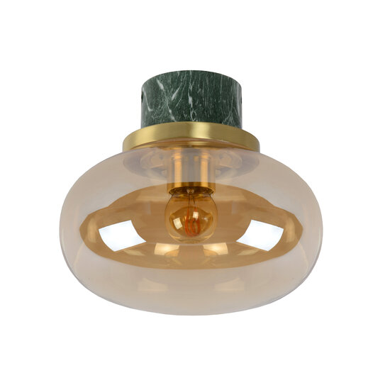 Lorenzo IP44 marble ceiling lamp with amber glass 1x E27 for bathroom