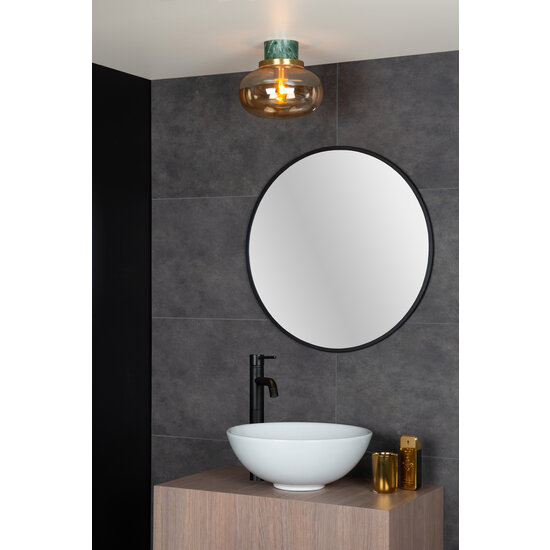 Lorenzo IP44 Marmor Deckenleuchte mit bernsteinfarbenem Glas 1x E27 für Badezimmer