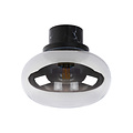 Lorenzo messing en marmer plafondlamp badkamer met gefumeerd glas 1x E27