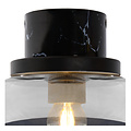 Lorenzo messing en marmer plafondlamp badkamer met gefumeerd glas 1x E27