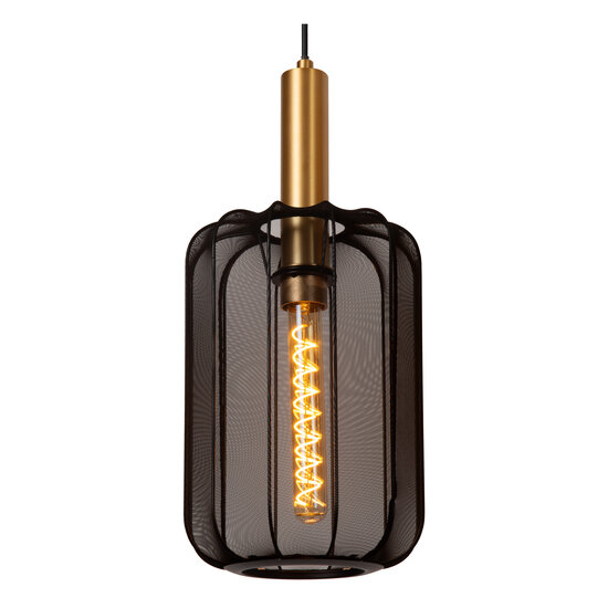 Carine long black with brass hanging lamp 3x E27
