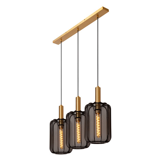 Carine long black with brass hanging lamp 3x E27