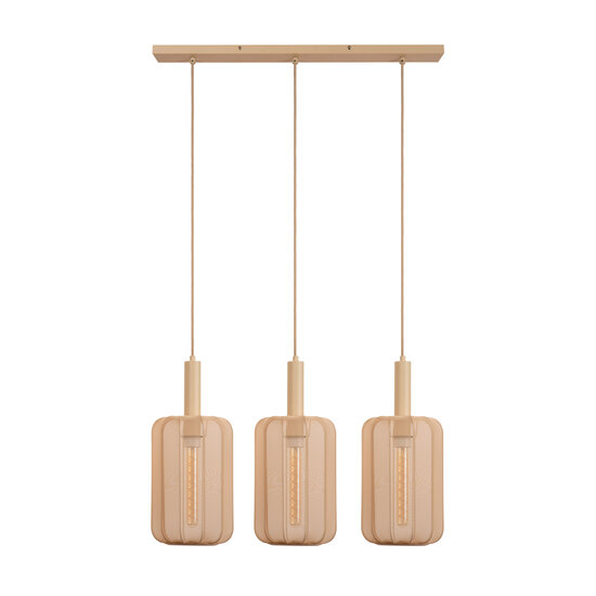 Carine long beige hanging lamp 3x E27