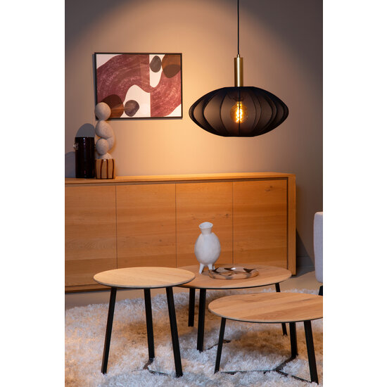 Carine ovaal zwarte met messing hanglamp 1x E27