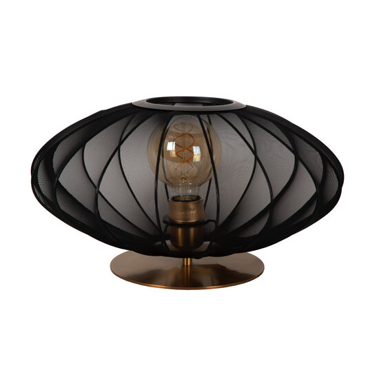 Lampe de table Carine noire avec accents en laiton E27