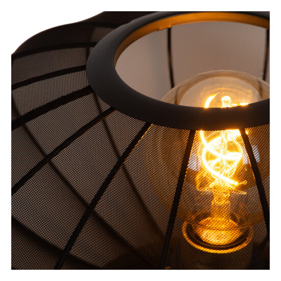 Carine black table lamp with brass accent E27