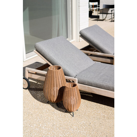 Lámpara de mesa inalámbrica recargable de mimbre impermeable color natural Nicolette con LED 3W