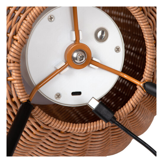 Nicolette natural color waterproof wicker rechargeable wireless table lamp with LED 3W