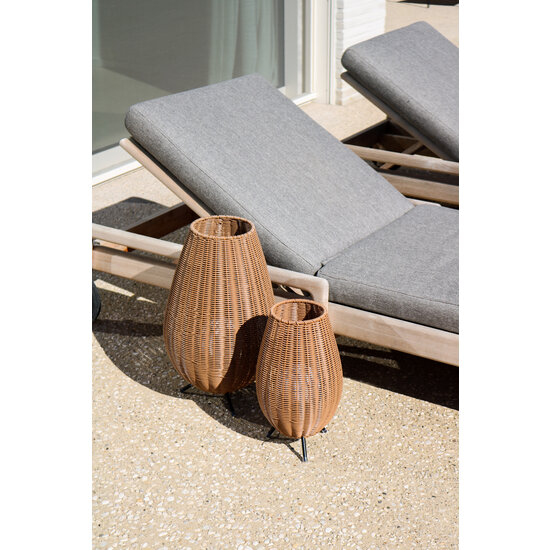 Nicole, natürliche, wasserfeste, wiederaufladbare, kabellose Tischlampe aus Korbgeflecht mit LED 3 W