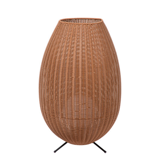 Lampe de table sans fil rechargeable en osier imperméable de couleur naturelle Nico avec LED 3W