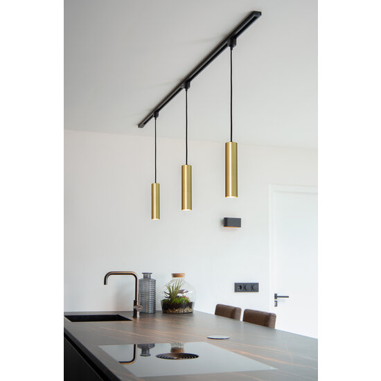 TRACK Flora hanglamp 1-fase railsysteem railverlichting GU10 mat goud messing