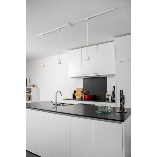 TRACK Rova witte hanglamp - 1-fase Railsysteem / Railverlichting - 1xGU10