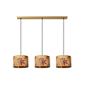 Lampe à suspension Floreo longue colorée avec intérieur doré 3x E27