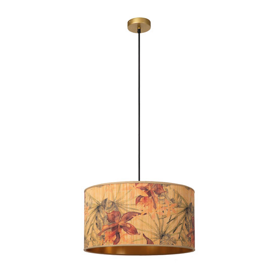Floreo brede grote ronde hanglamp kleurig met goud binnenin 1x E27
