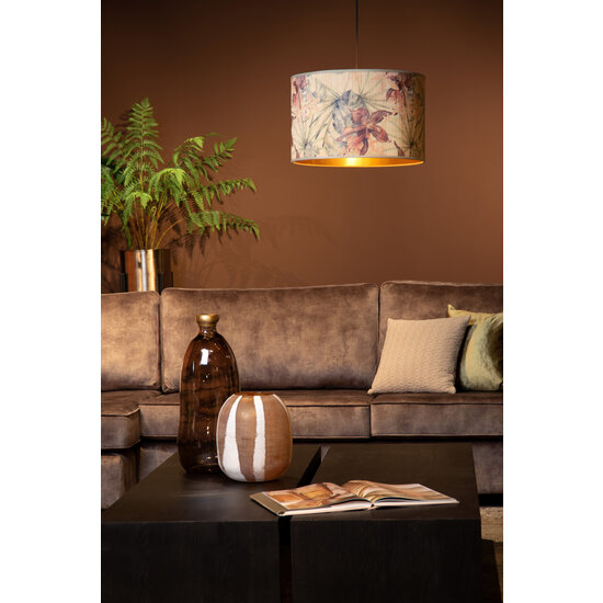 Floreo brede grote ronde hanglamp kleurig met goud binnenin 1x E27