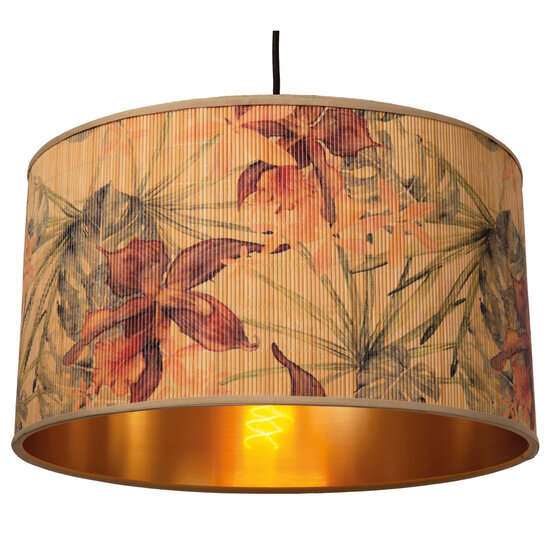 Floreo brede grote ronde hanglamp kleurig met goud binnenin 1x E27