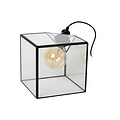 Kuboro Tischleuchte schwarz mit Glas 1x E27
