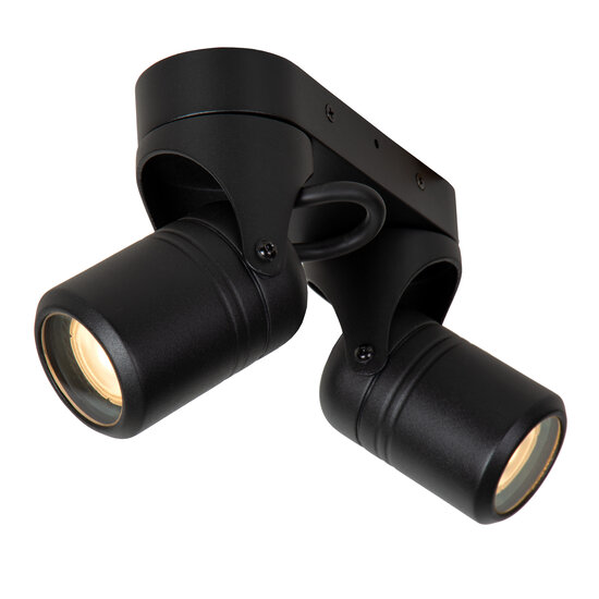 Oris dubbele wandspot buiten richtbaar 2xGU10 IP44 zwart