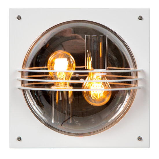 Pervo vierkante witte wandlamp voor buiten 1xE27 IP44