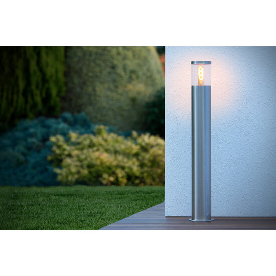 Frode high outdoor pedestal lamp 1xE27 IP44 matt chrome