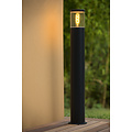 Frode high black outdoor pedestal lamp 1xE27 IP44 matt chrome
