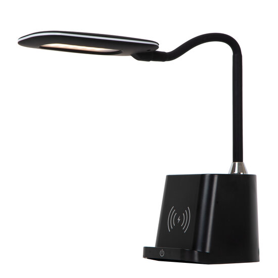 Atis zwarte bureaulamp Led dimbaar 4,7W 3000K draadloos opladen