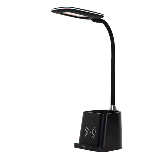 Atis zwarte bureaulamp Led dimbaar 4,7W 3000K draadloos opladen
