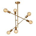 Terence brass ceiling lamp with 6 diagonal arms E27 gold