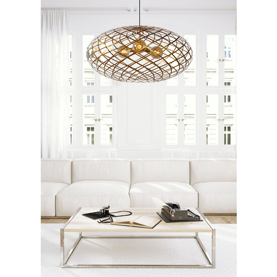 Lampe à suspension géante ronde Ø 100 cm 3xE27 or mat / laiton