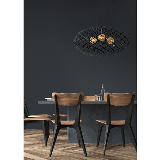 Riesige schwarze Hängelampe rund Ø 100 cm 3xE27