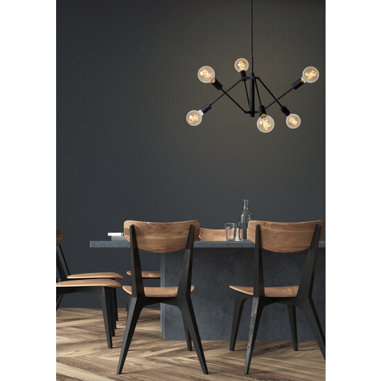 Lampe à suspension Lasso 6xE27 noire