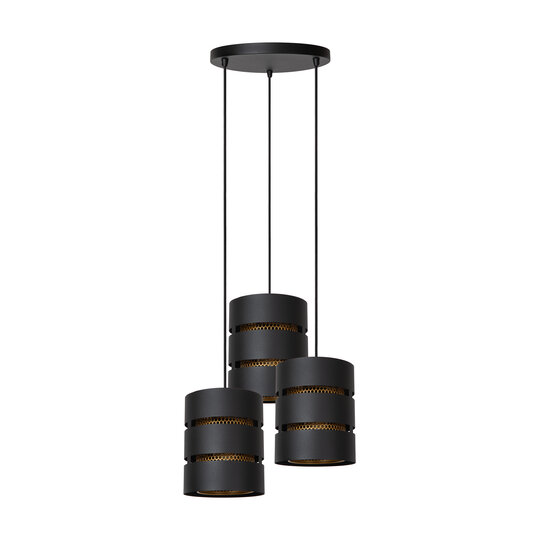 Rossy round hanging lamp 3xE27 black and gold